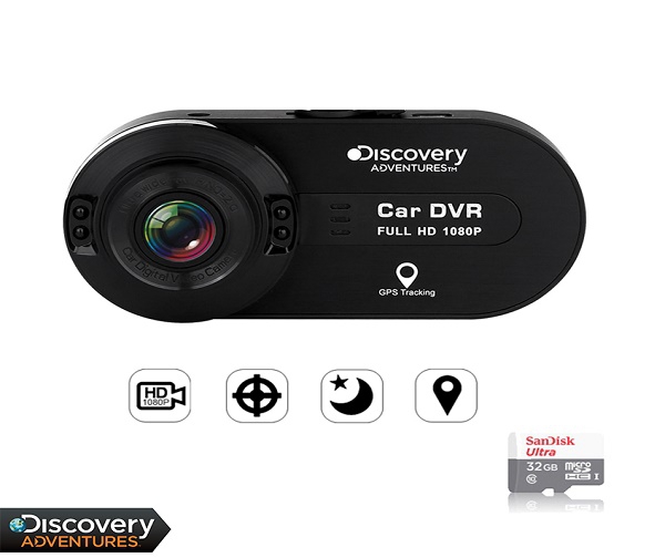 מצלמת דרך לרכב Full HD בעלת GPS דגם Discovery 970 וכרטיס זיכרון 32 ג'יגה סאנדיסק במתנה