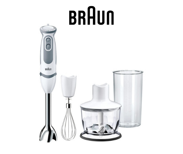 Braun- ערכת מוט בלנדר לבן/ אפור מנירוסטה- כולל משלוח!